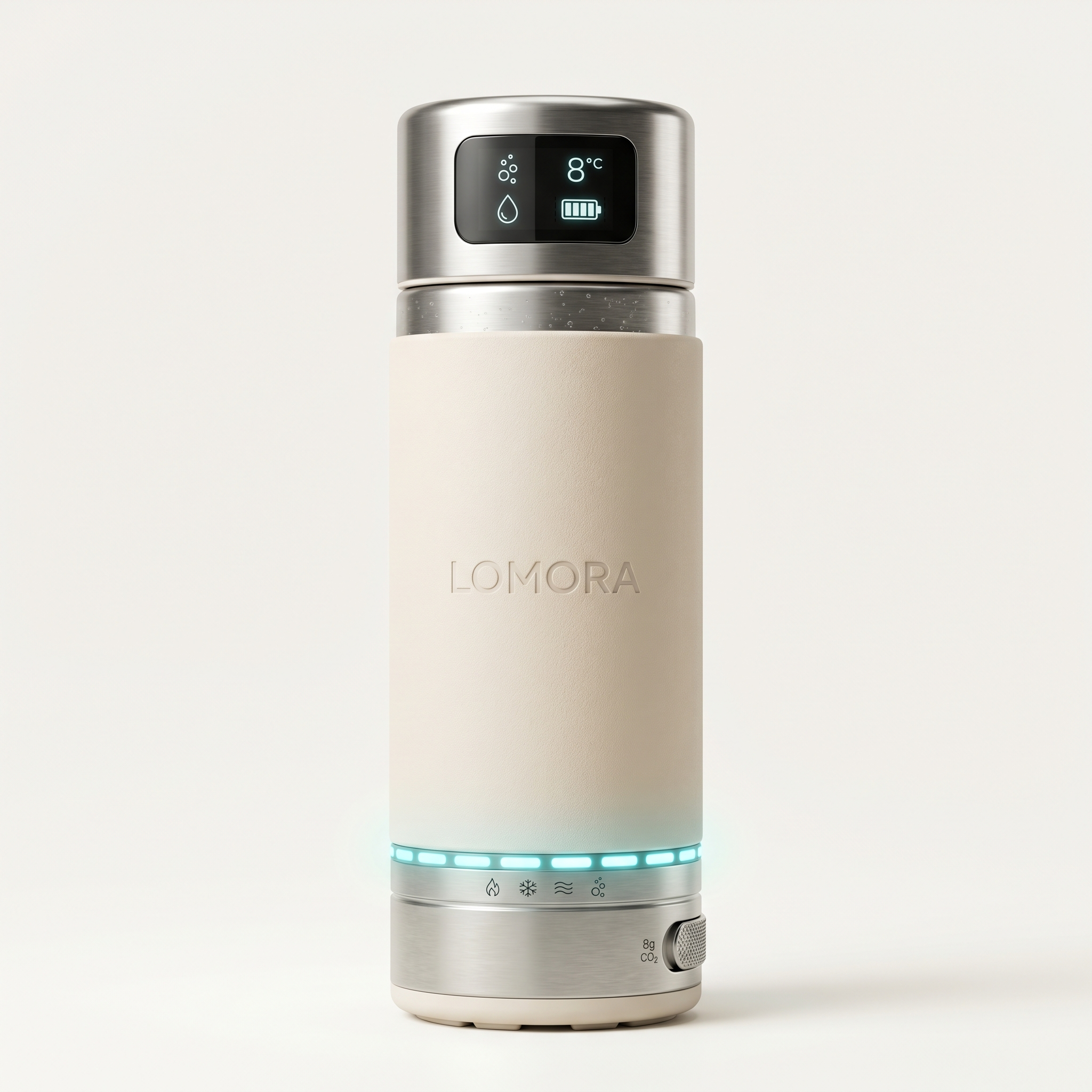 LOMORA Forever Smart Bottle PRO XL 1200ml Pearl White — SPARKLING Mode Active
