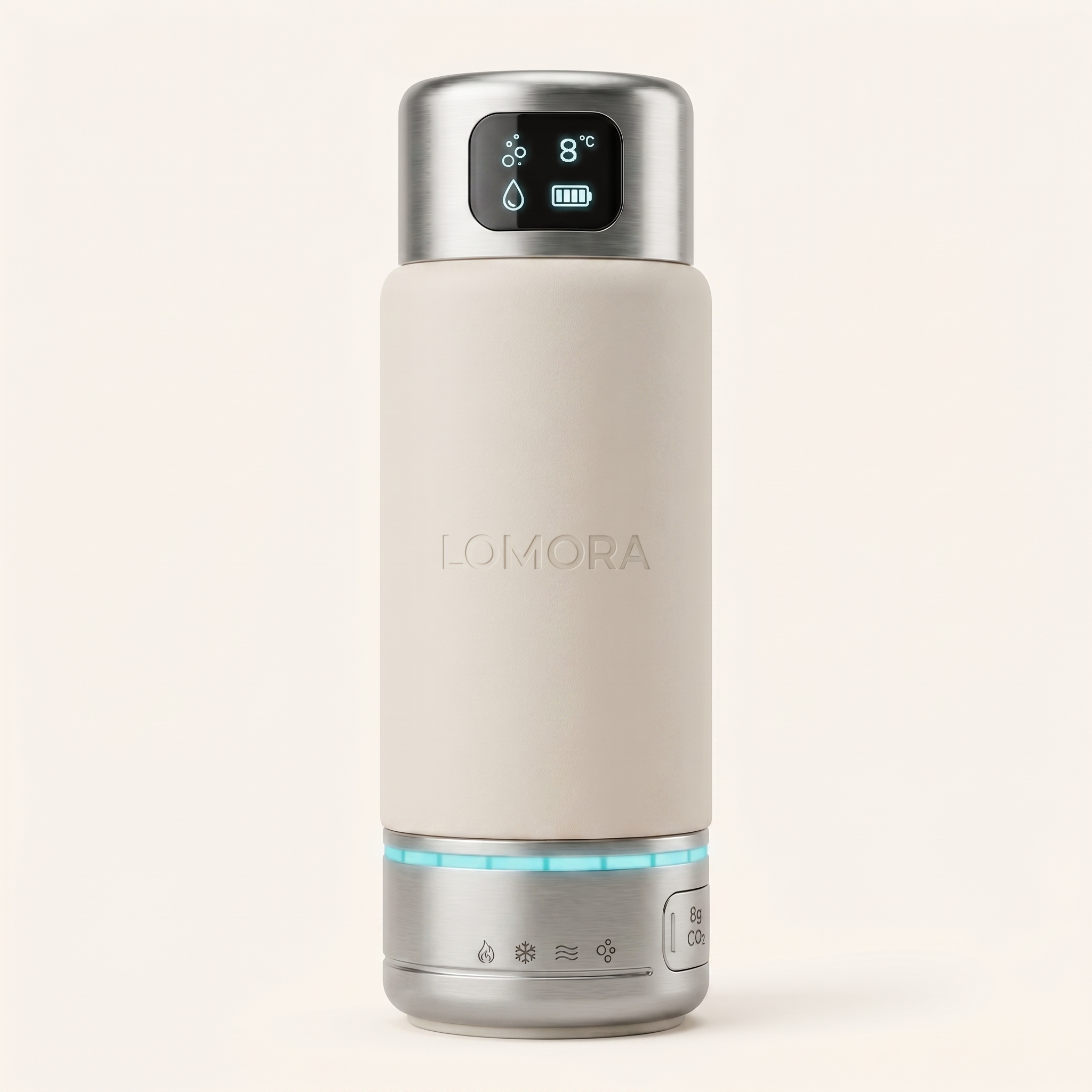 LOMORA Forever Smart Bottle PRO Daily 700ml Pearl White — SPARKLING Mode Active