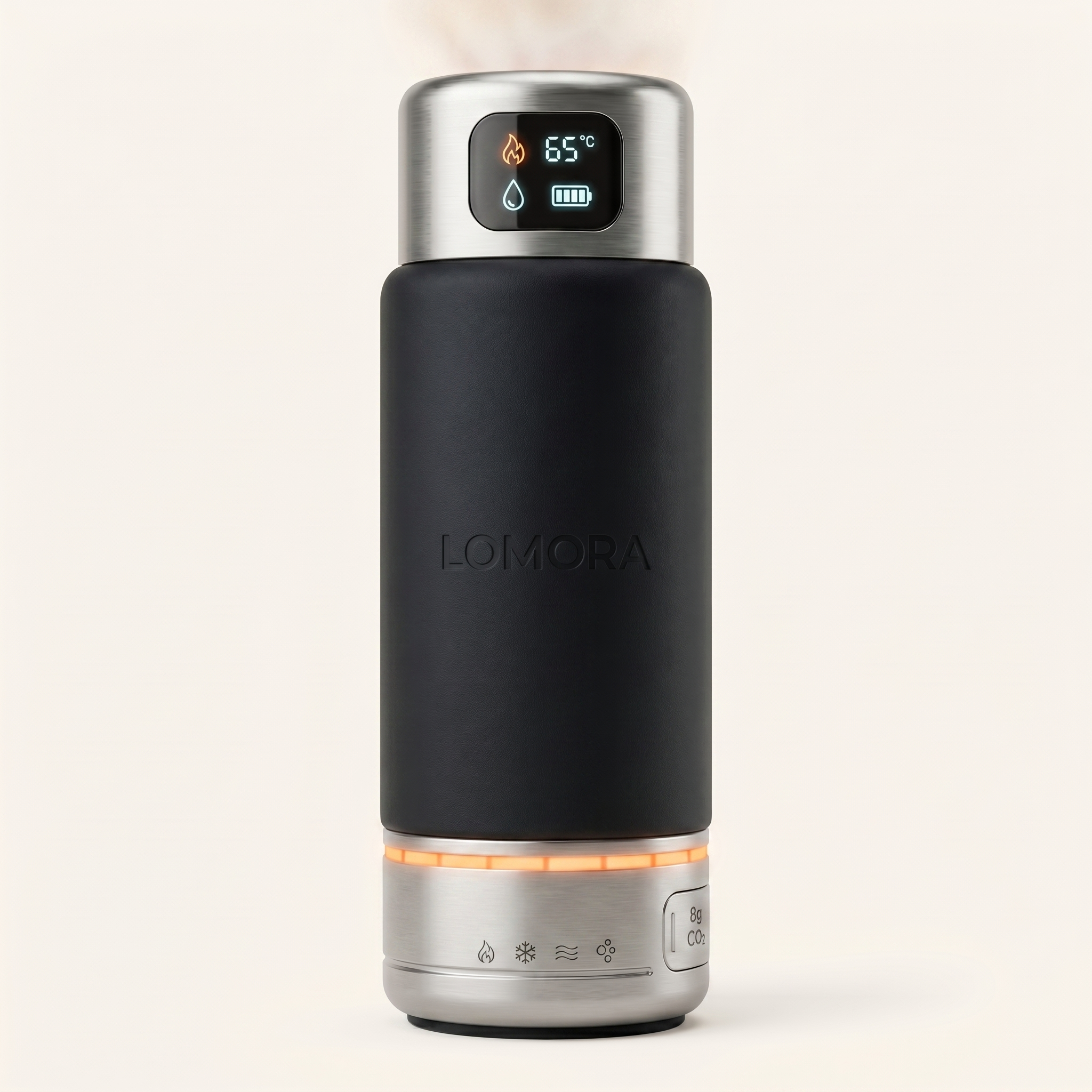 LOMORA Forever Smart Bottle PRO Daily 700ml Midnight Black — HOT Mode Active